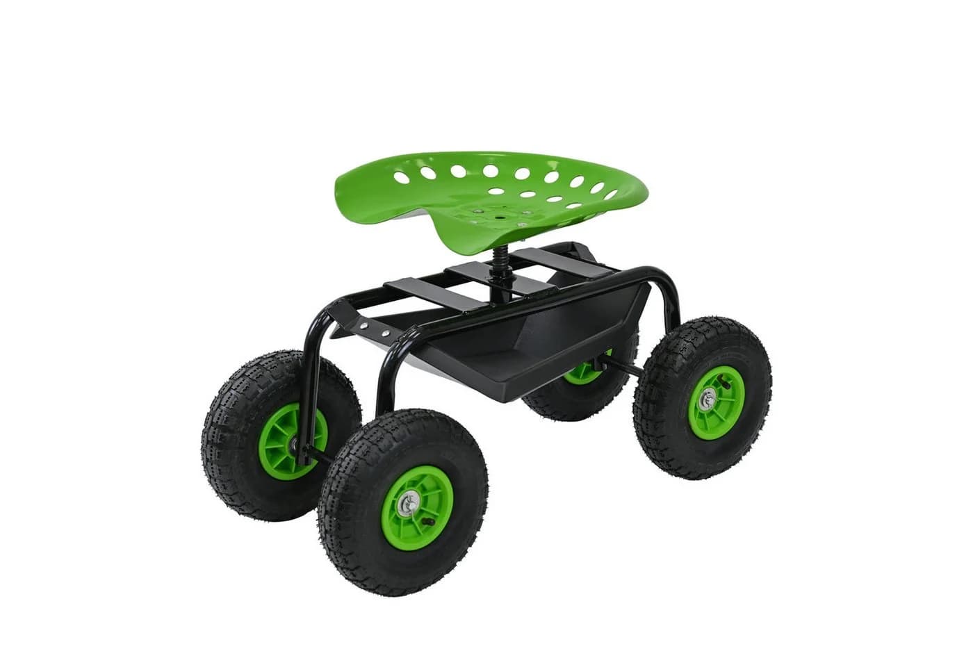 TRUTZHOLM Gartenscooter mit Ablage Stahl 150 kg Sitzhöhe 44-52 cm Schwarz-Grün - Bild 2