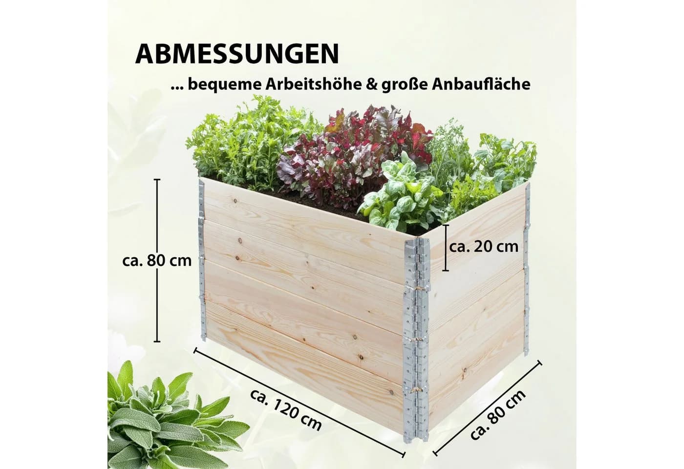 TRUTZHOLM Hochbeet aus Holz 120x80x80 cm - Bild 3