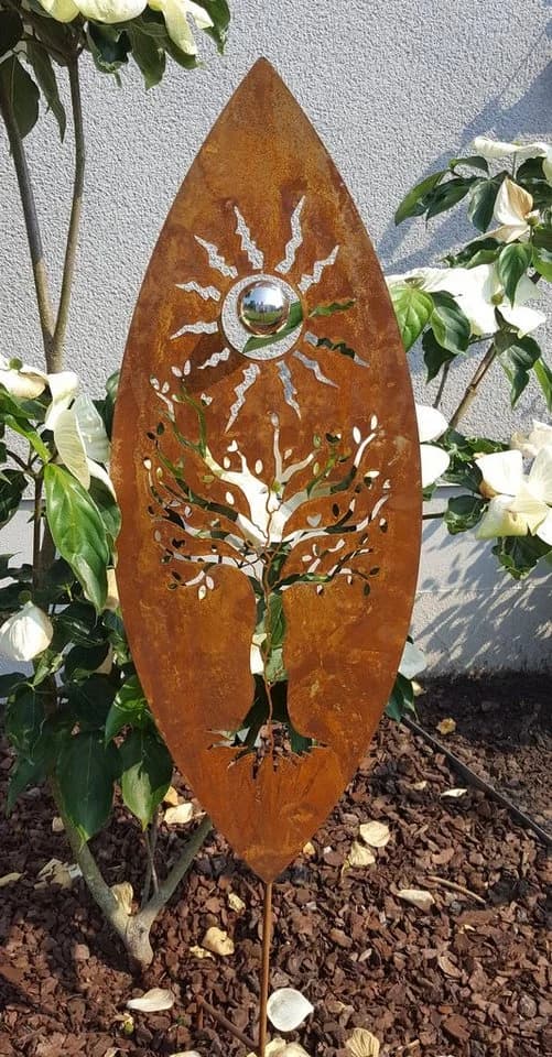 Jürgen Bocker Gartenstecker Baum Oval Cortenstahl Deko