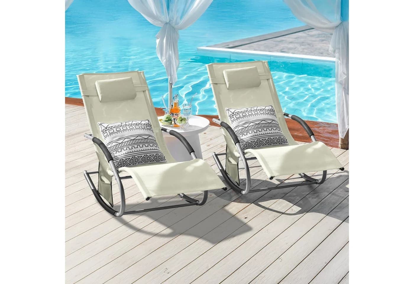 SoBuy Gartenliege OGS28x2 2er Set Beige Metall