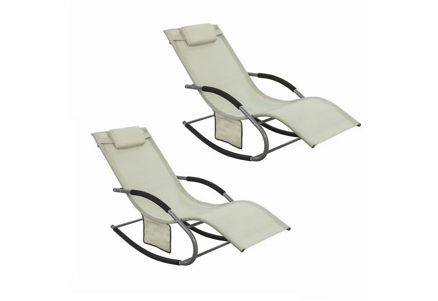 SoBuy Gartenliege OGS28x2 2er Set Beige Metall - Bild 2