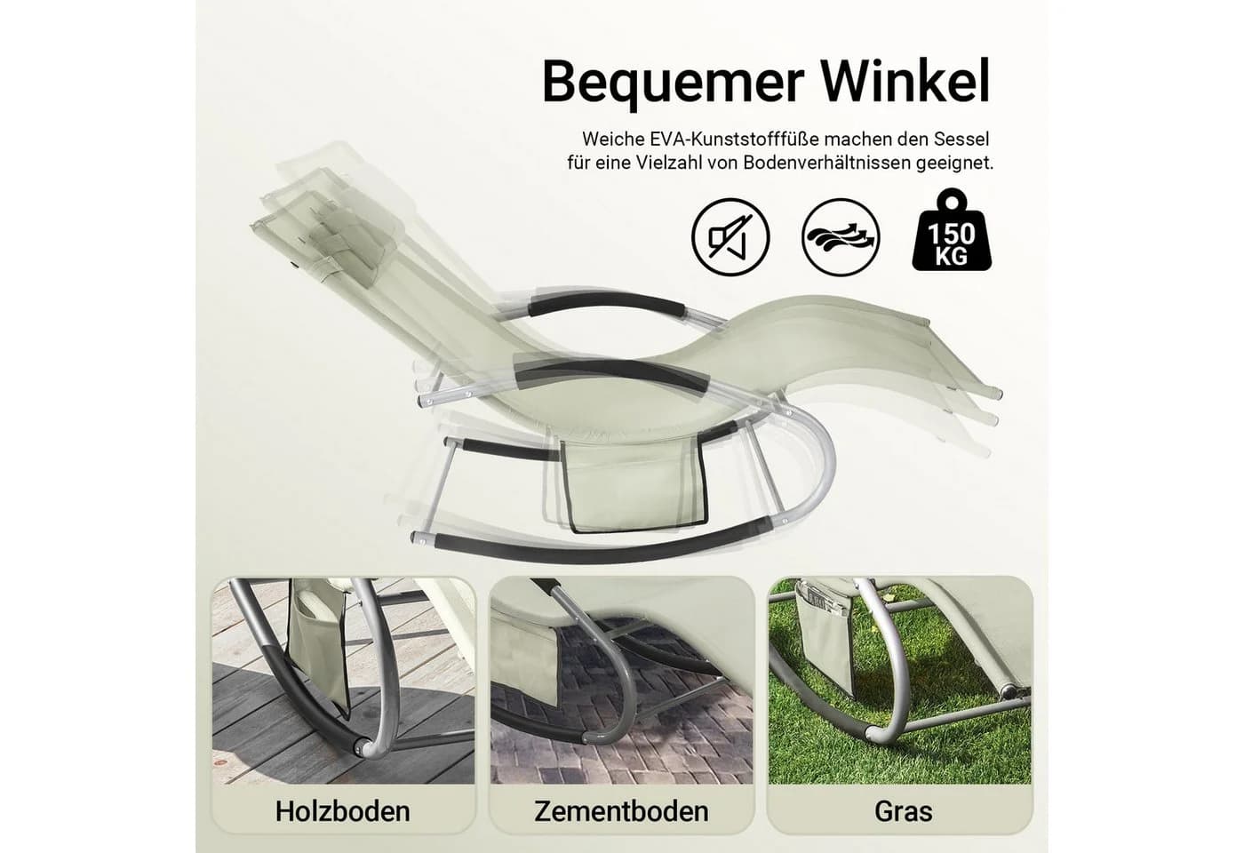 SoBuy Gartenliege OGS28x2 2er Set Beige Metall - Bild 3