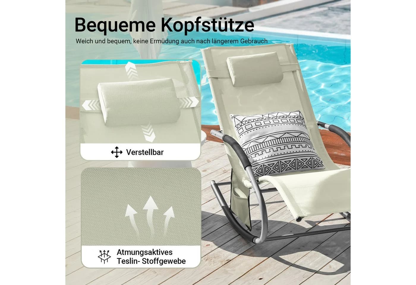 SoBuy Gartenliege OGS28x2 2er Set Beige Metall - Bild 4