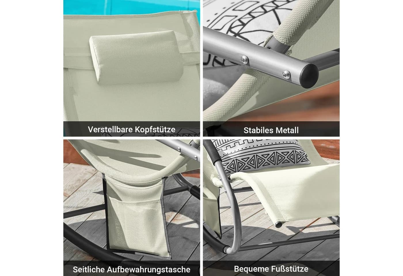 SoBuy Gartenliege OGS28x2 2er Set Beige Metall - Bild 5