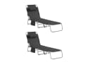 SoBuy Gartenliege 2er Set Klappbar Schwarz mit Kissen Bild 2