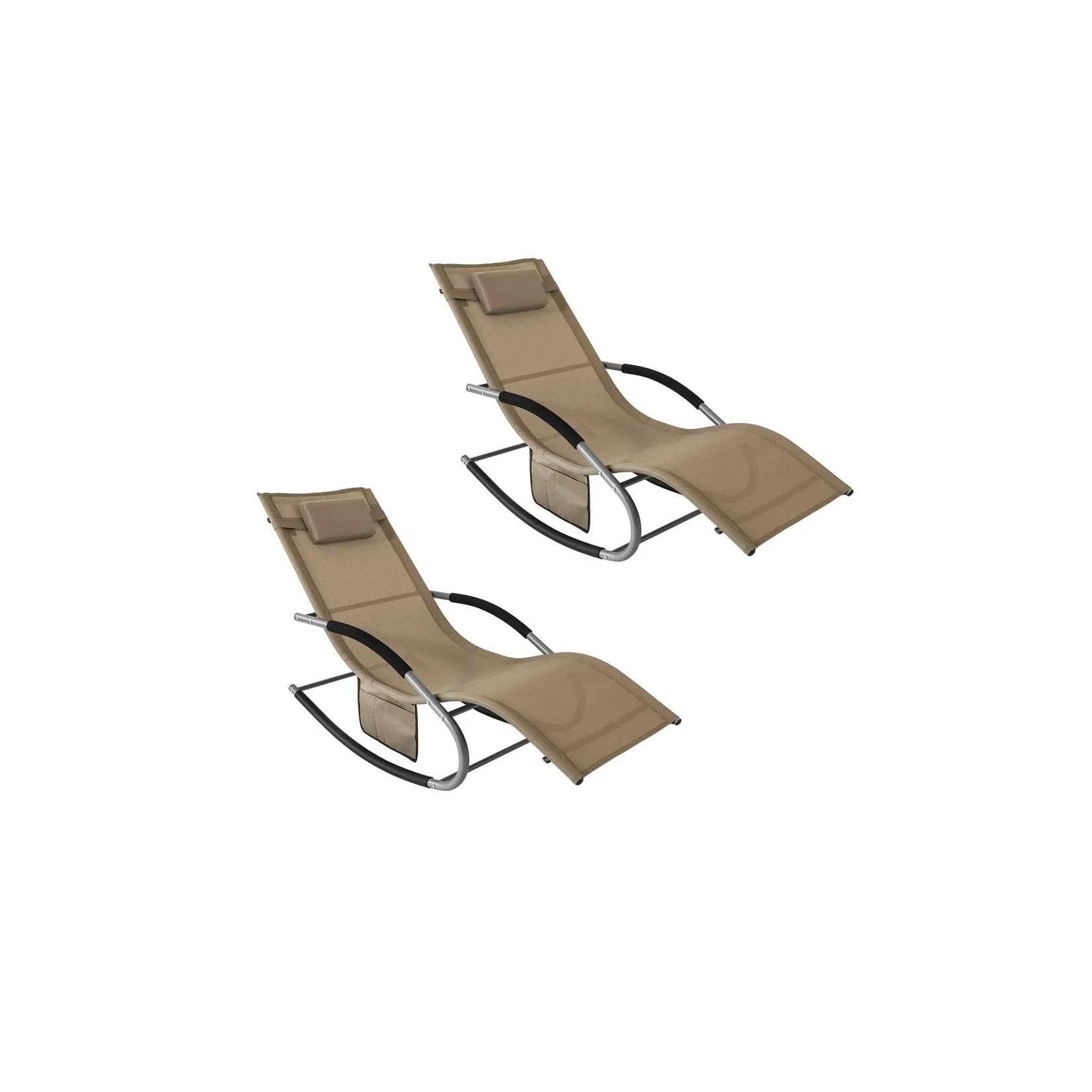 SoBuy Schaukelstuhl-Set für 2 Personen Braun Industriell Garten