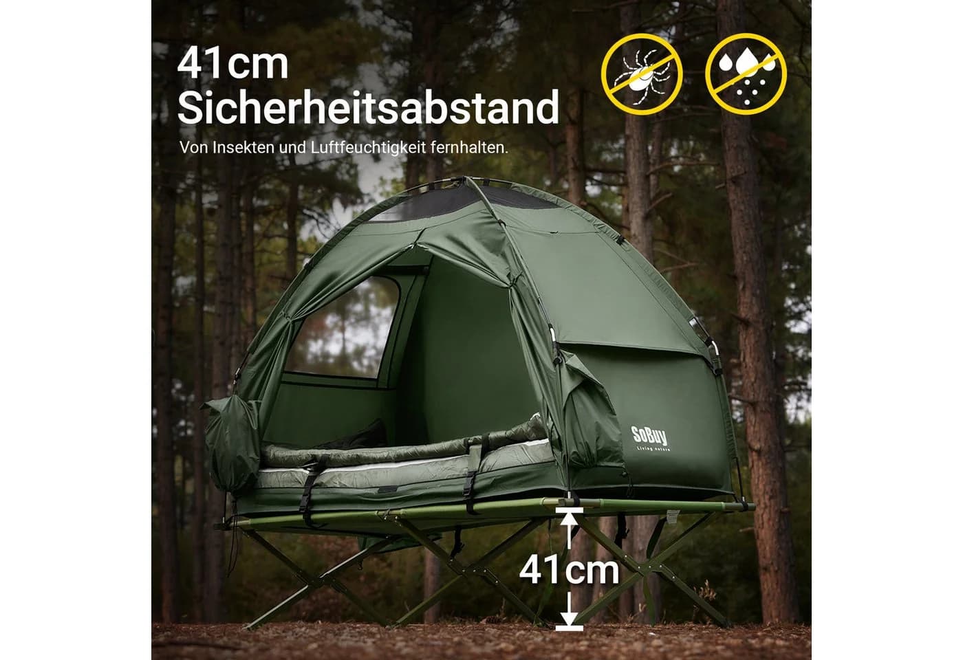 SoBuy Feldbett OGS32 7-in-1 Zeltbett Set Grün Wasserdicht - Bild 2