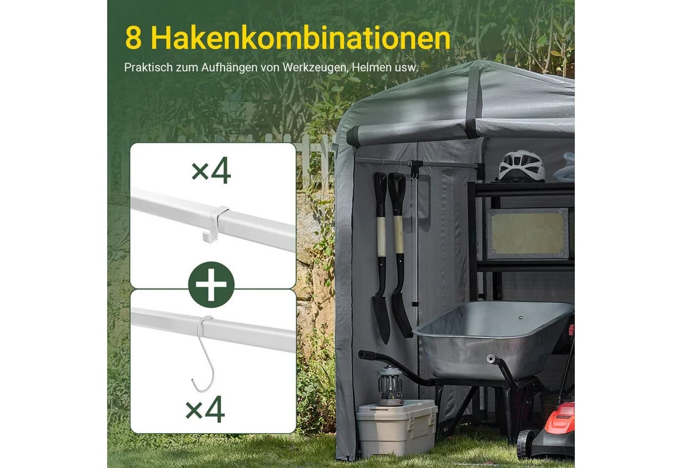 SoBuy Fahrradgarage mit 1 Tür Dunkelgrau 179x120x160cm Funktional - Bild 5