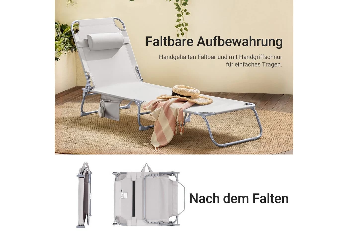SoBuy Gartenliege Klappbar Verstellbar mit Kopfstütze - Bild 3