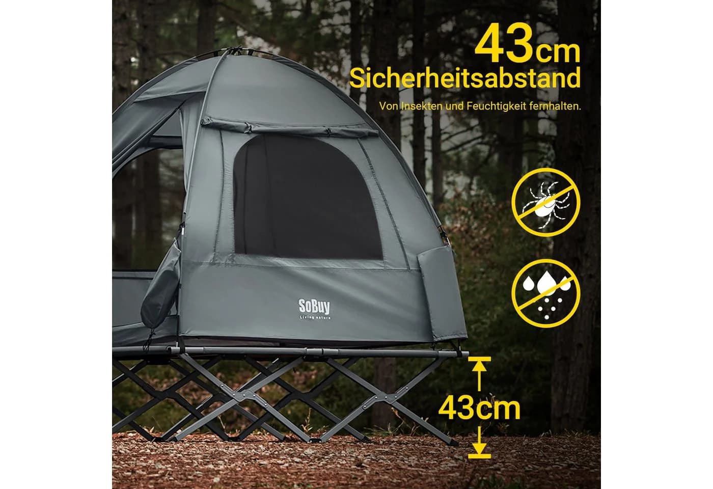 SoBuy Feldbett OGS32-II mit Zelt Grün/Grau Campingbett - Bild 3