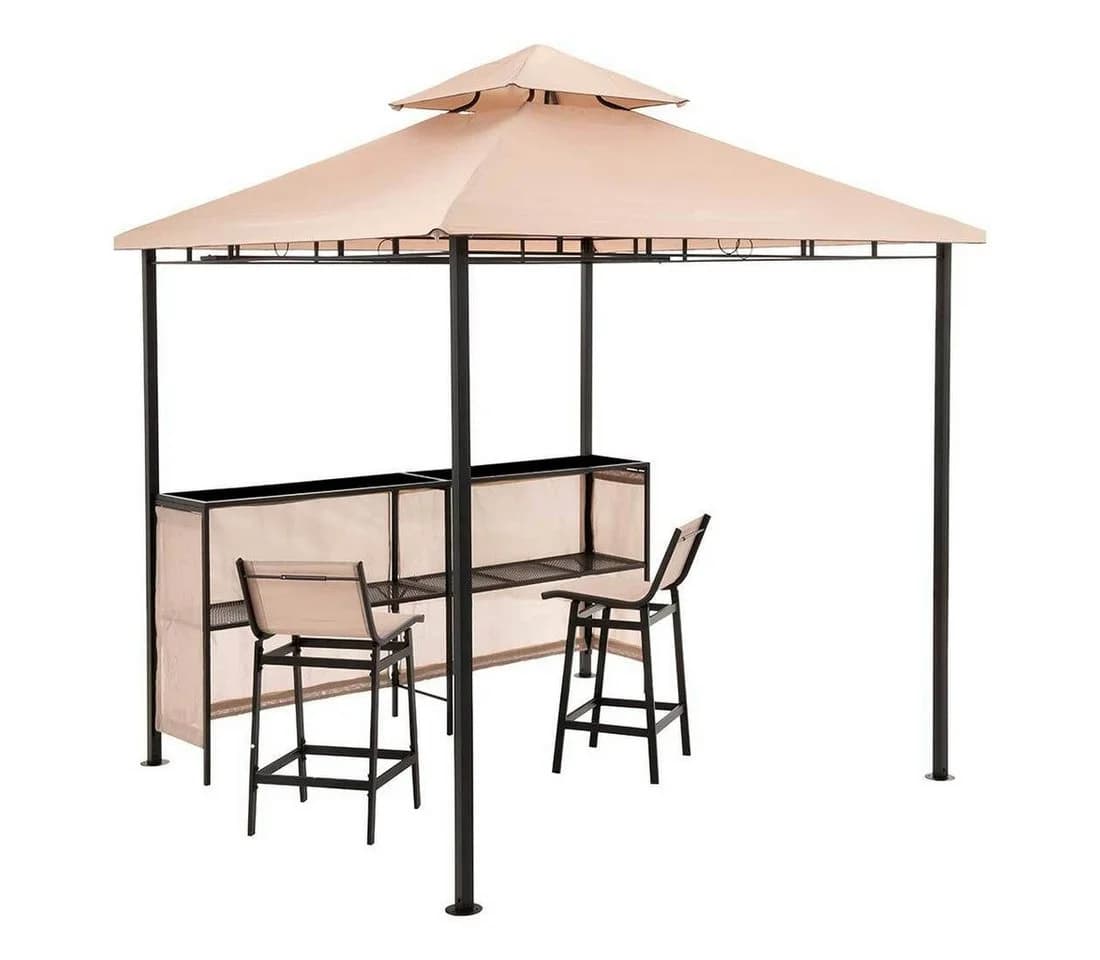 OUTLIV. Gartenpavillon mit Bar & 2 Stühlen Beige Schwarz