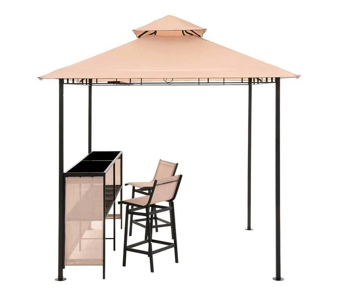 OUTLIV. Gartenpavillon mit Bar & 2 Stühlen Beige Schwarz - Bild 2