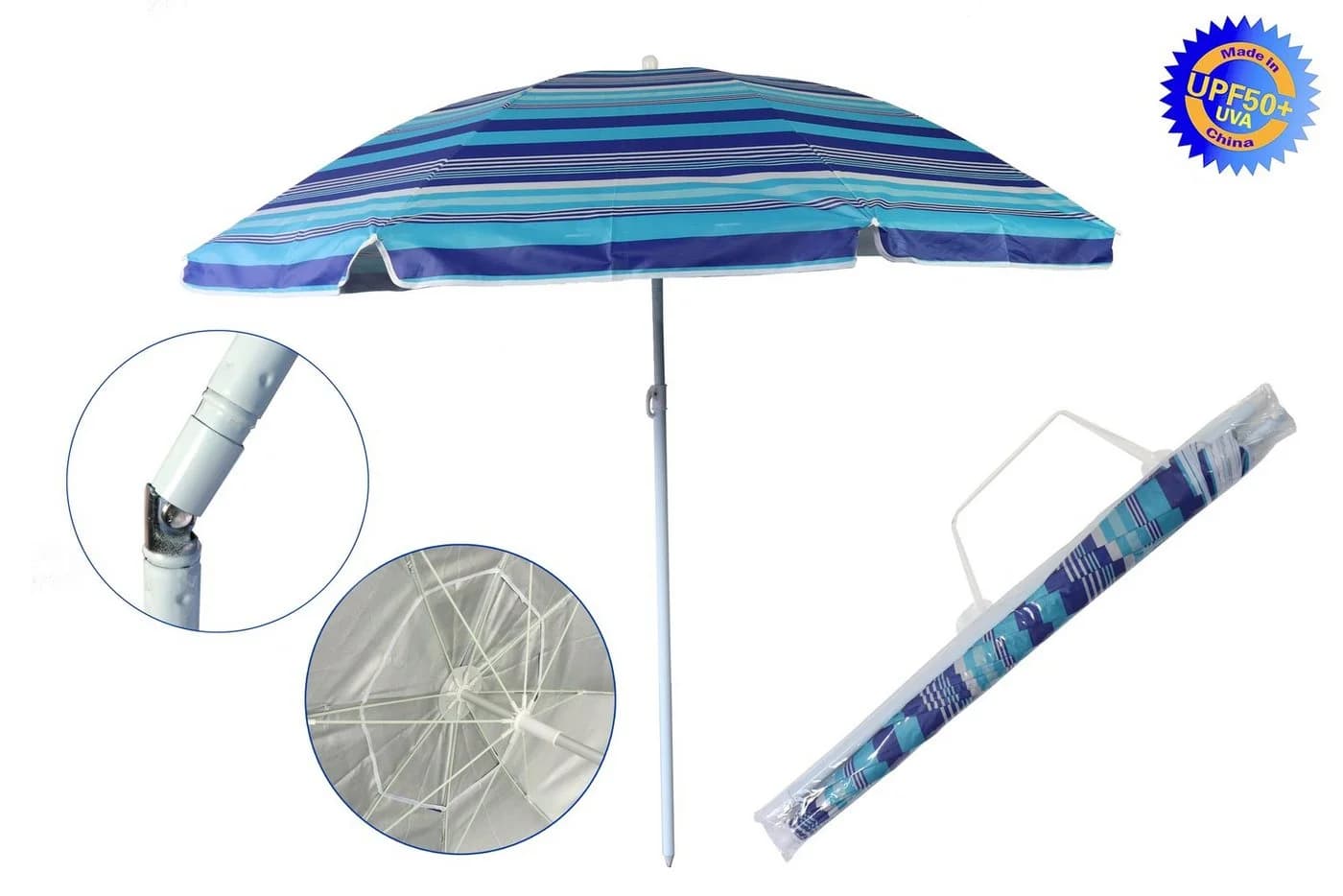 ELLUG Sonnenschirm Blau mit Kippfunktion & UPF 50+ - Bild 3