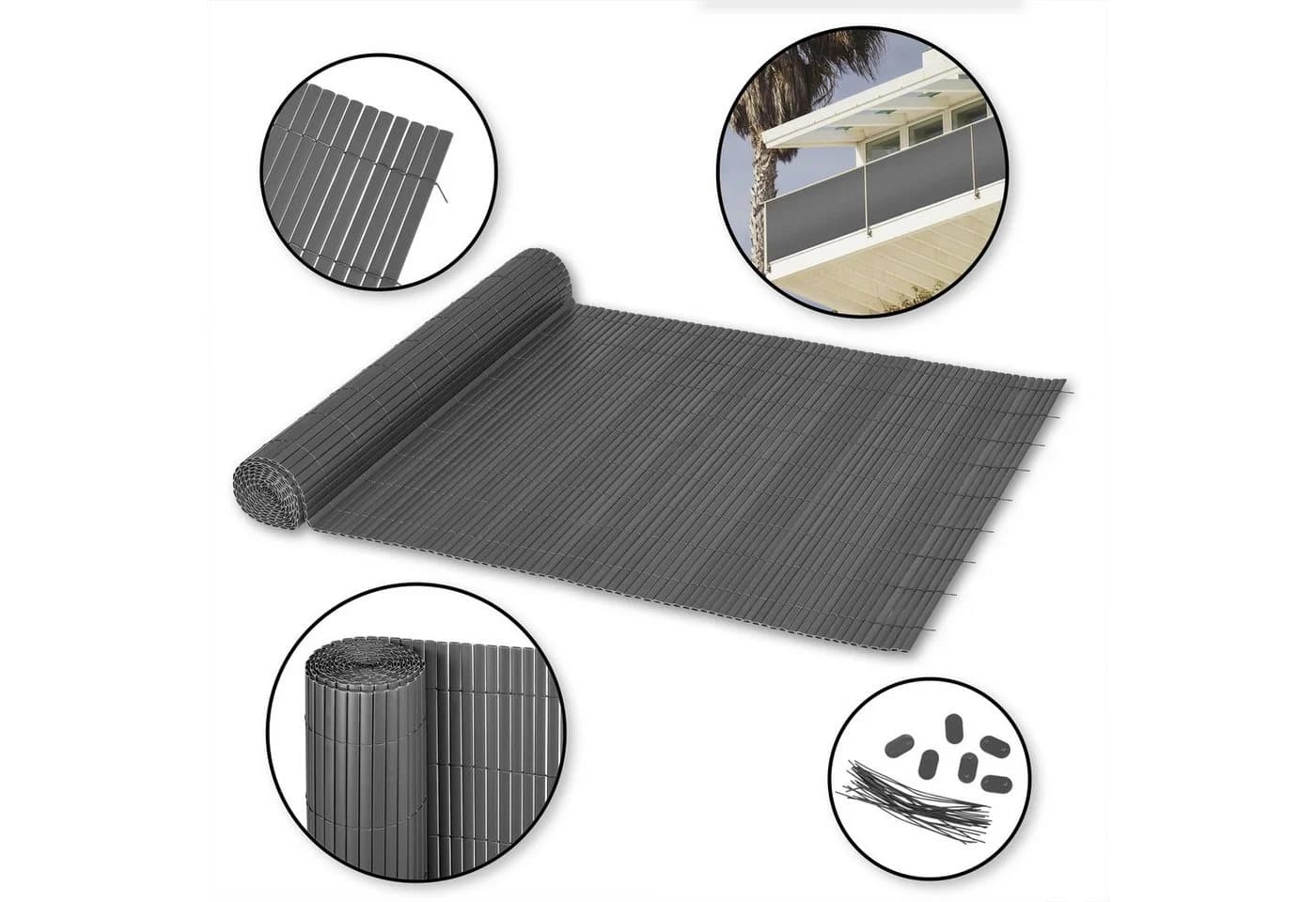 Ribelli Balkonsichtschutz PVC Anthrazit 0,9 x 3m - Bild 2