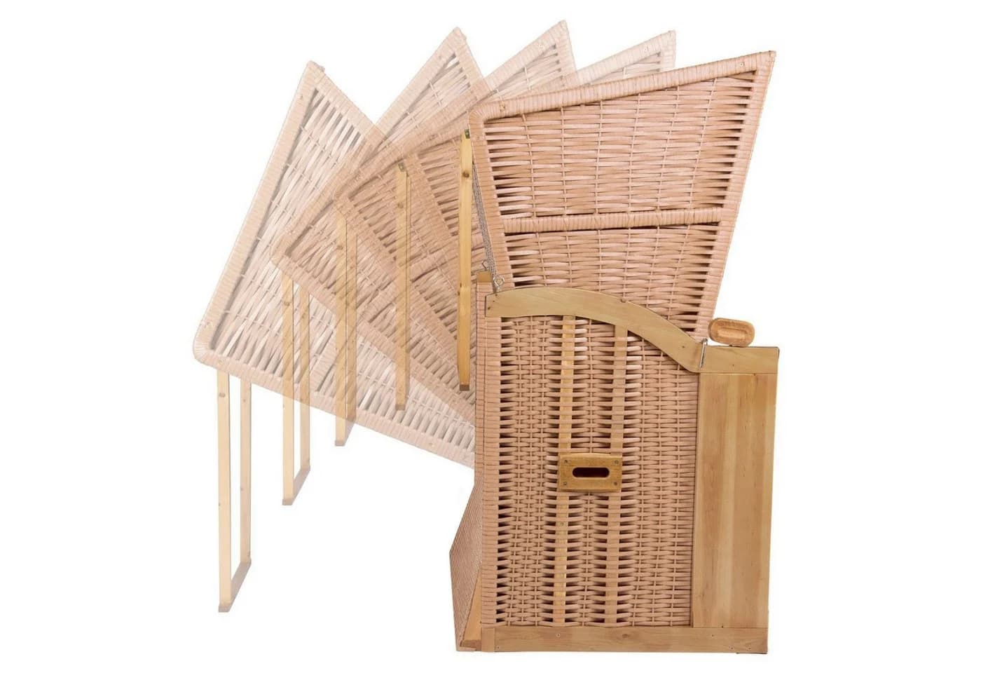 Strandkorb Hanse 2-Sitzer Ostsee Volllieger Wacholder Polyrattan Beige - Bild 3