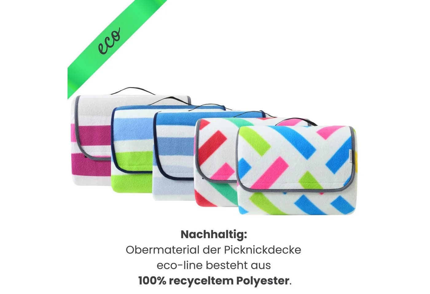 wometo Picknickdecke XXL 200x200 cm wasserdicht recycelt Blau Grün - Bild 3