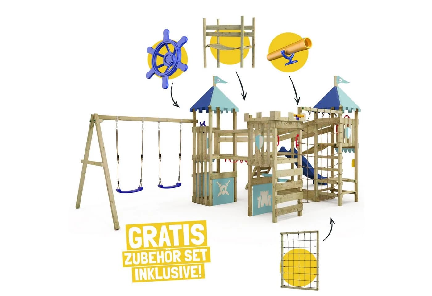 Wickey Spielturm Smart Queen mit Rutsche, Schaukel & Sandkasten