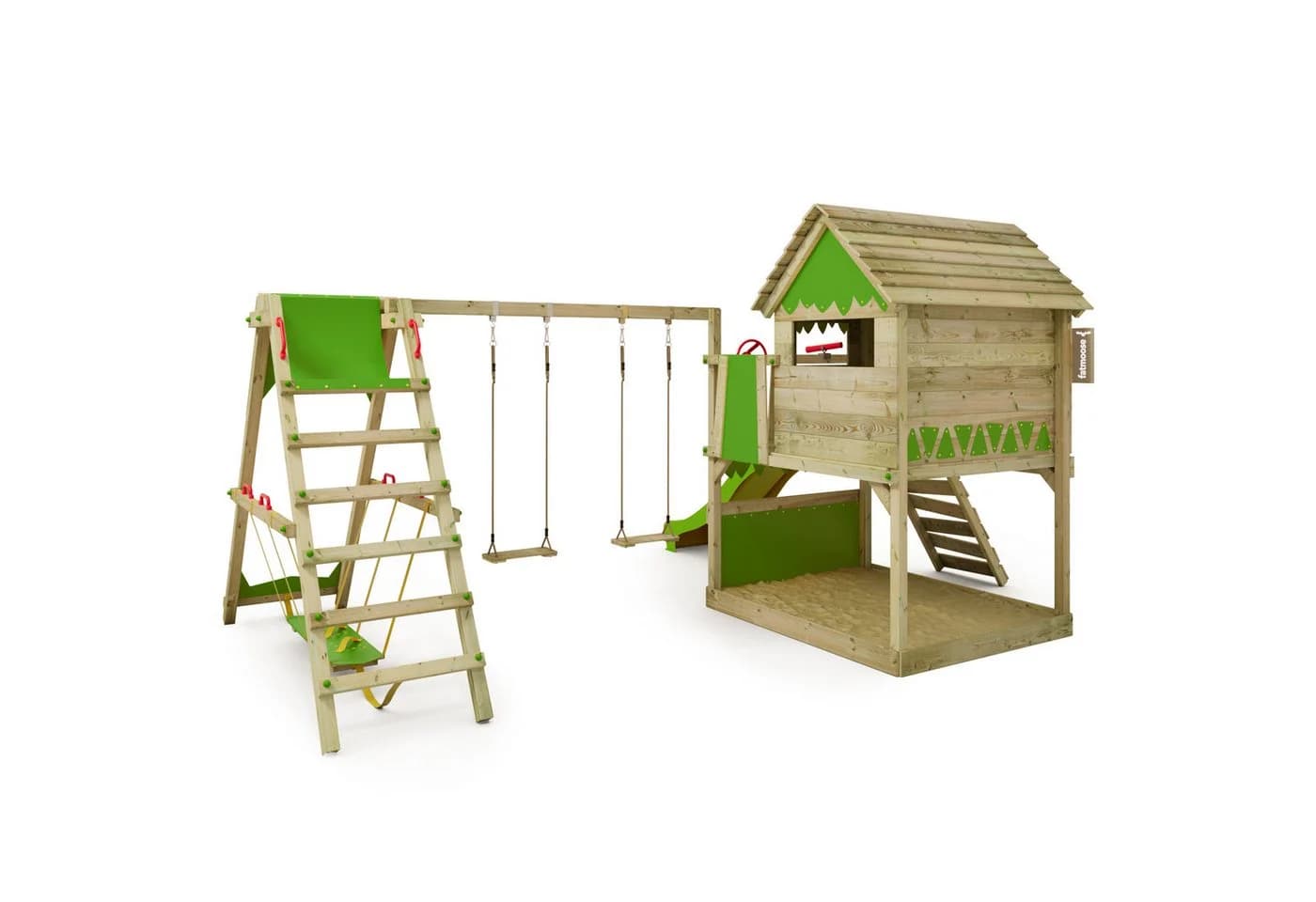 FATMOOSE Spielturm TikaTaka Town XXL mit SurfSwing & Wellenrutsche