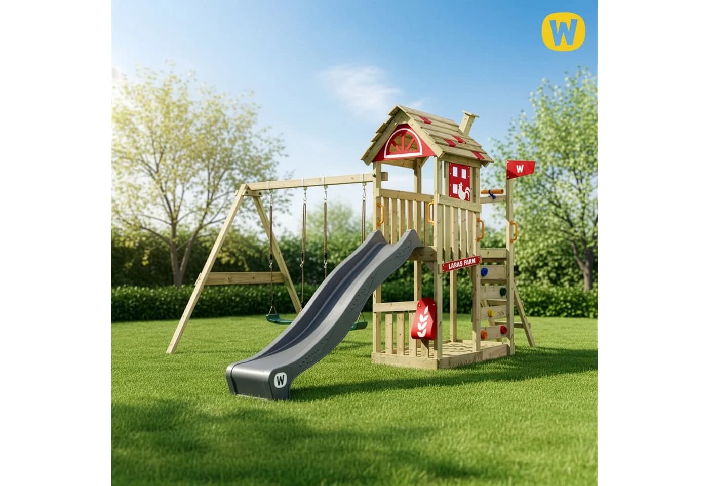 Wickey Spielturm FarmFlyer mit Rutsche, Kletterwand & Spielhaus - Bild 4
