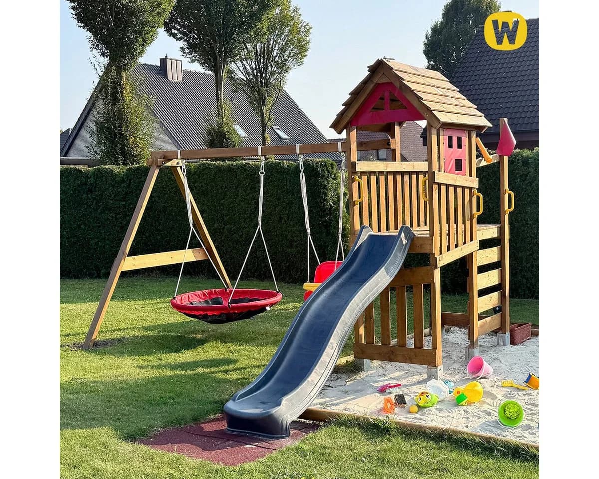 Wickey Spielturm FarmFlyer mit Rutsche, Kletterwand & Spielhaus - Bild 5