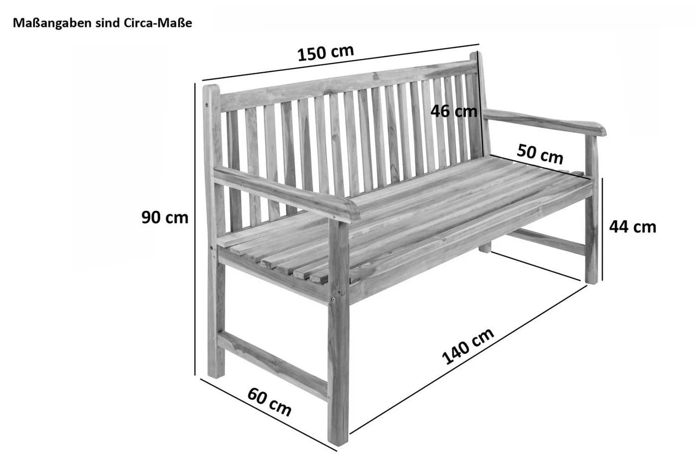 SAM® Gartenbank Cuno Teakholz 3-Sitzer 150cm