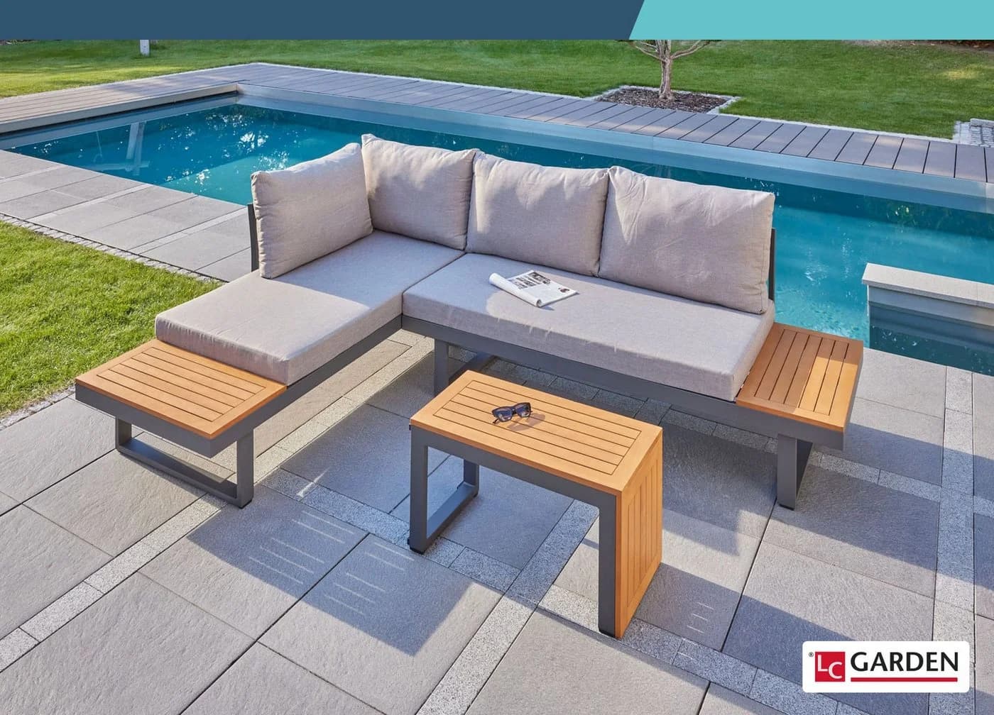 LC Garden Gartenlounge-Set Sungardo 3tlg. Anthrazit Aluminium mit Auflagen