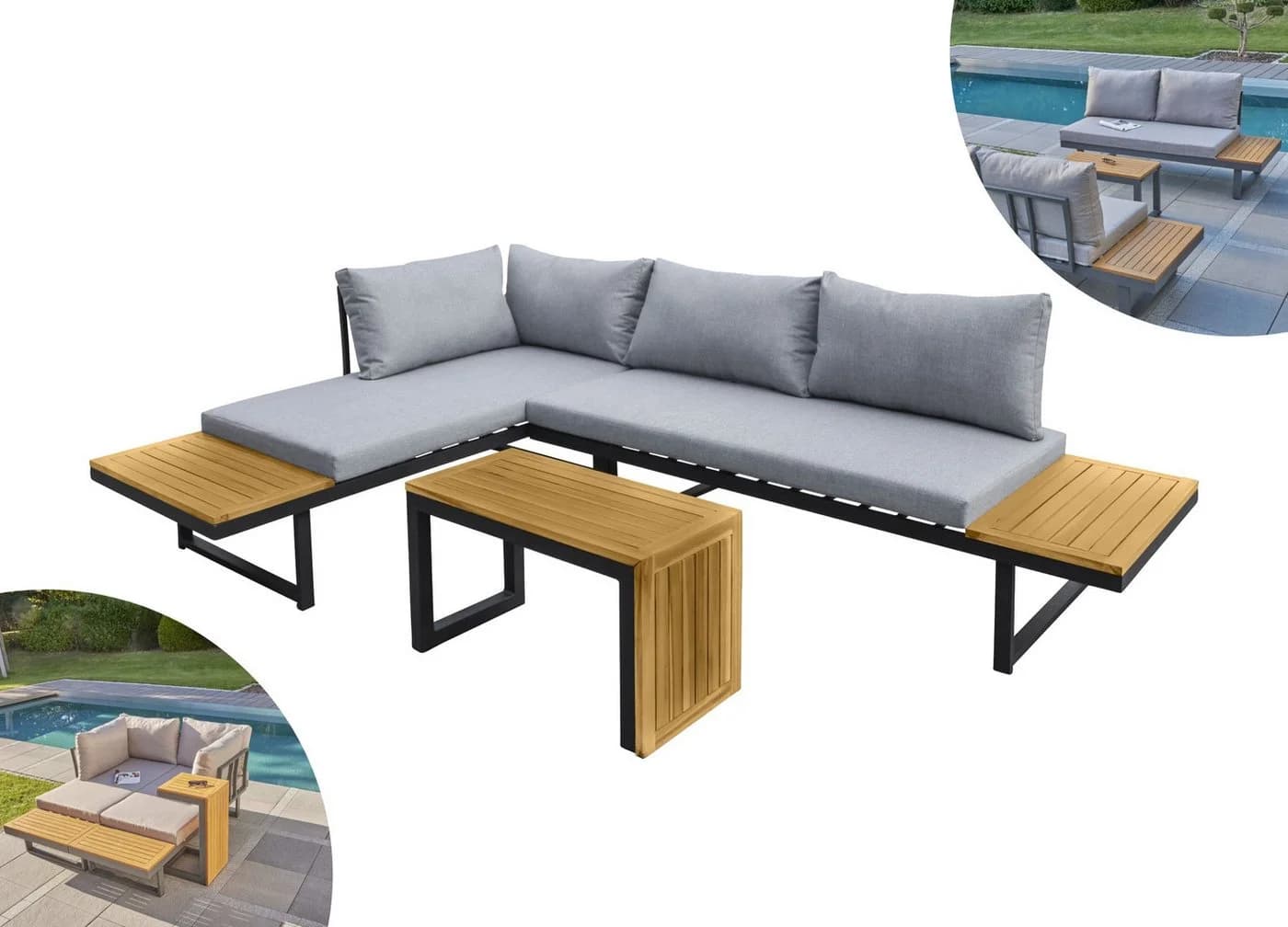 LC Garden Gartenlounge-Set Sungardo 3tlg. Anthrazit Aluminium mit Auflagen - Bild 2