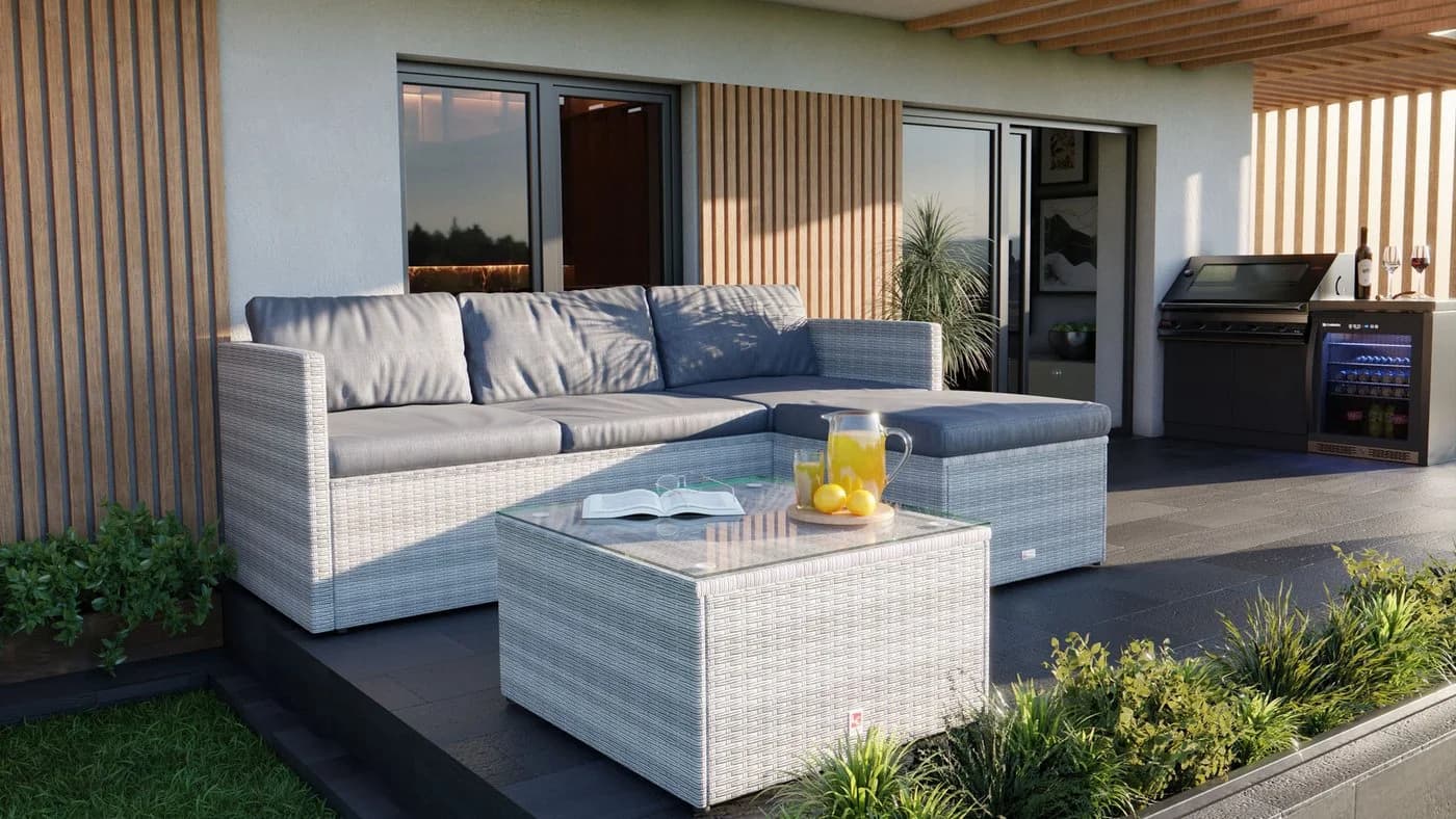 LC Garden Eckbankgruppe Loungino Gartenset mit Tisch Grau/Weiß