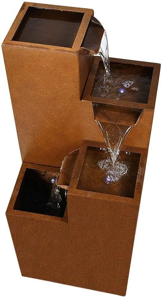 Köhko Gartenbrunnen Ribero Cortenstahl mit LED Wasserspiele