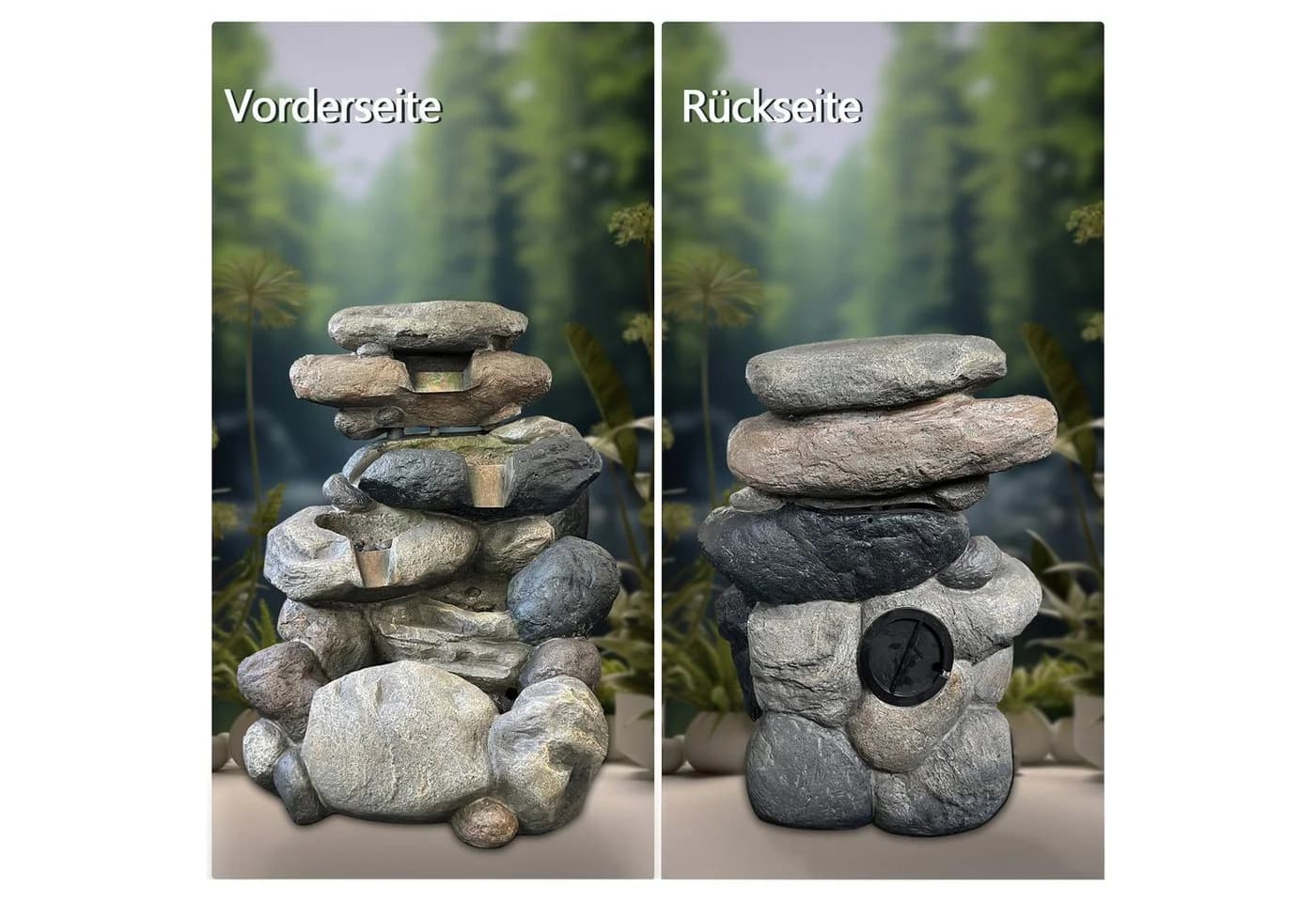 Köhko Gartenbrunnen Kieselstein Naturstein-Optik mit LED - Bild 3