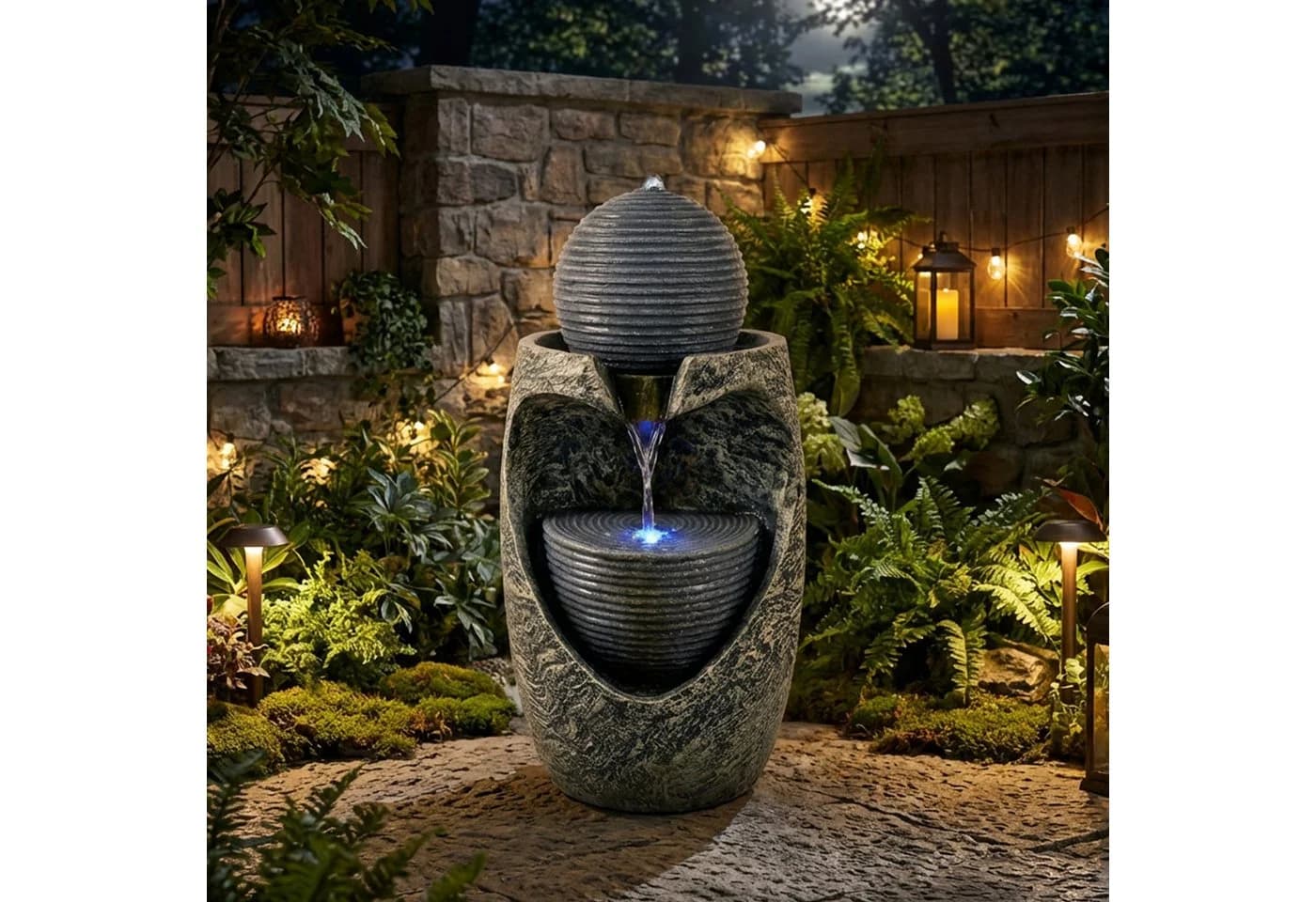 Köhko Gartenbrunnen Steinquell Aura mit LED - Bild 4
