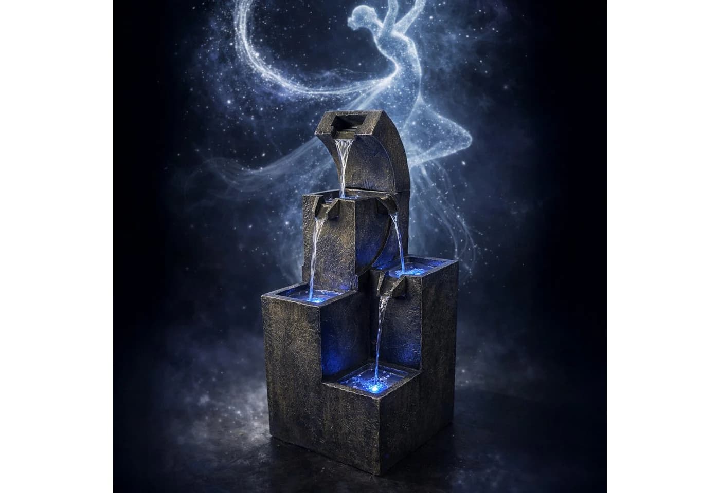 Köhko Gartenbrunnen mit LED Wasserfall Polyresin - Bild 2