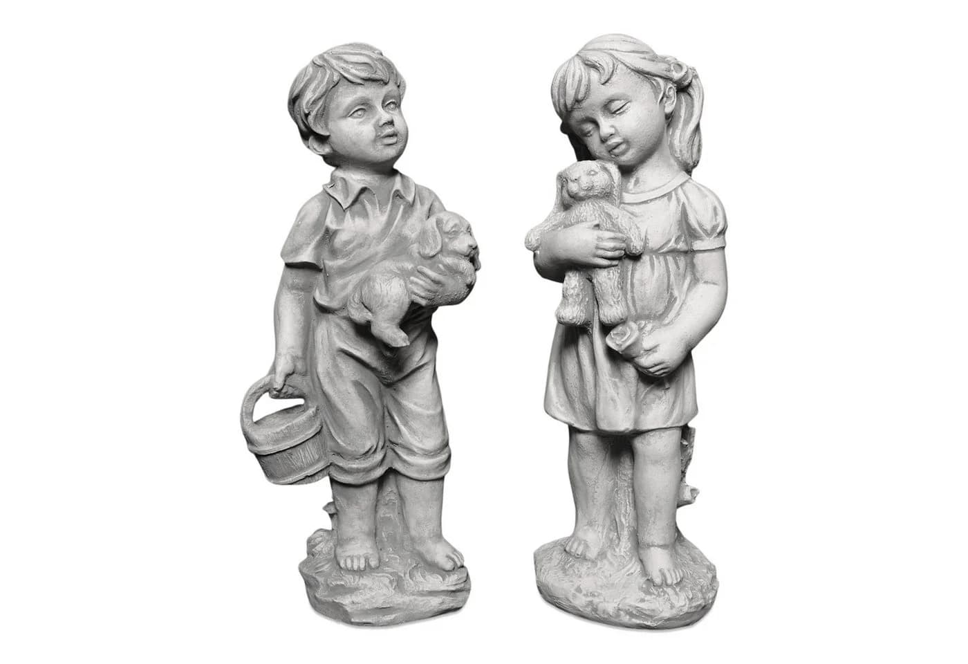 gartendekoparadies.de Gartenfigur Set Junge und Mädchen Steinfiguren