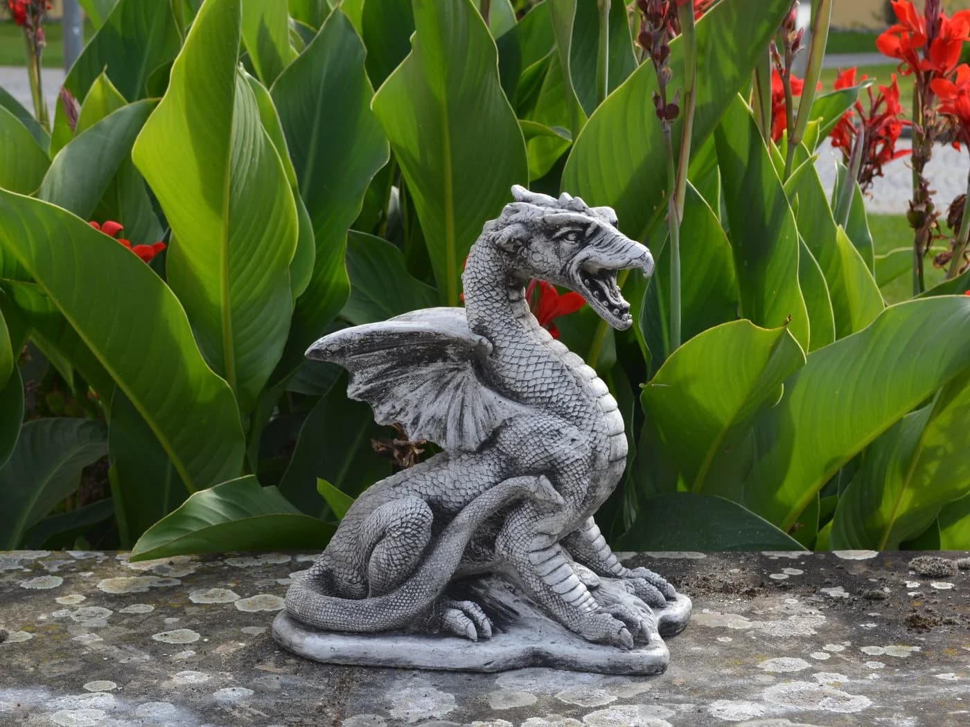 gartendekoparadies.de Gartenfigur Sagenhafter Drache Grau - Bild 3