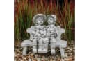 gartendekoparadies.de Steinfigur Junge und Mädchen auf Bank Grau Bild 2