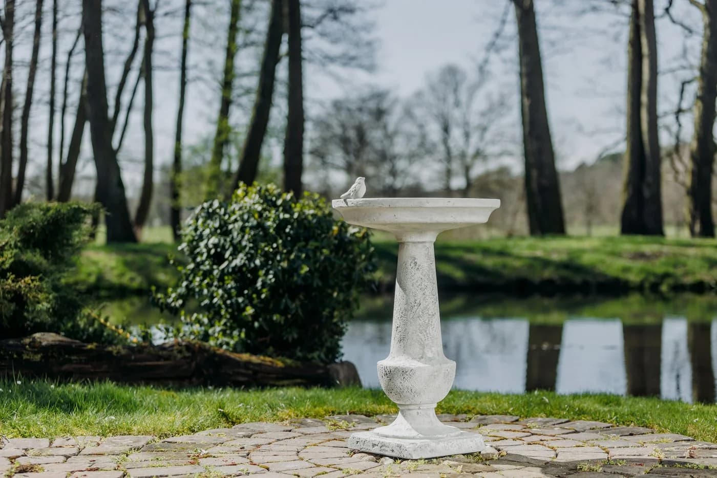 gartendekoparadies.de Vogel-Bad mit quadratischem Sockel Grau - Bild 4