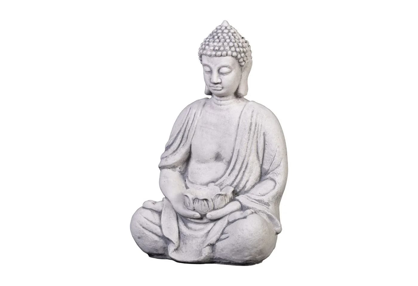 gartendekoparadies.de Buddha Steinfigur Grau Frostsicher