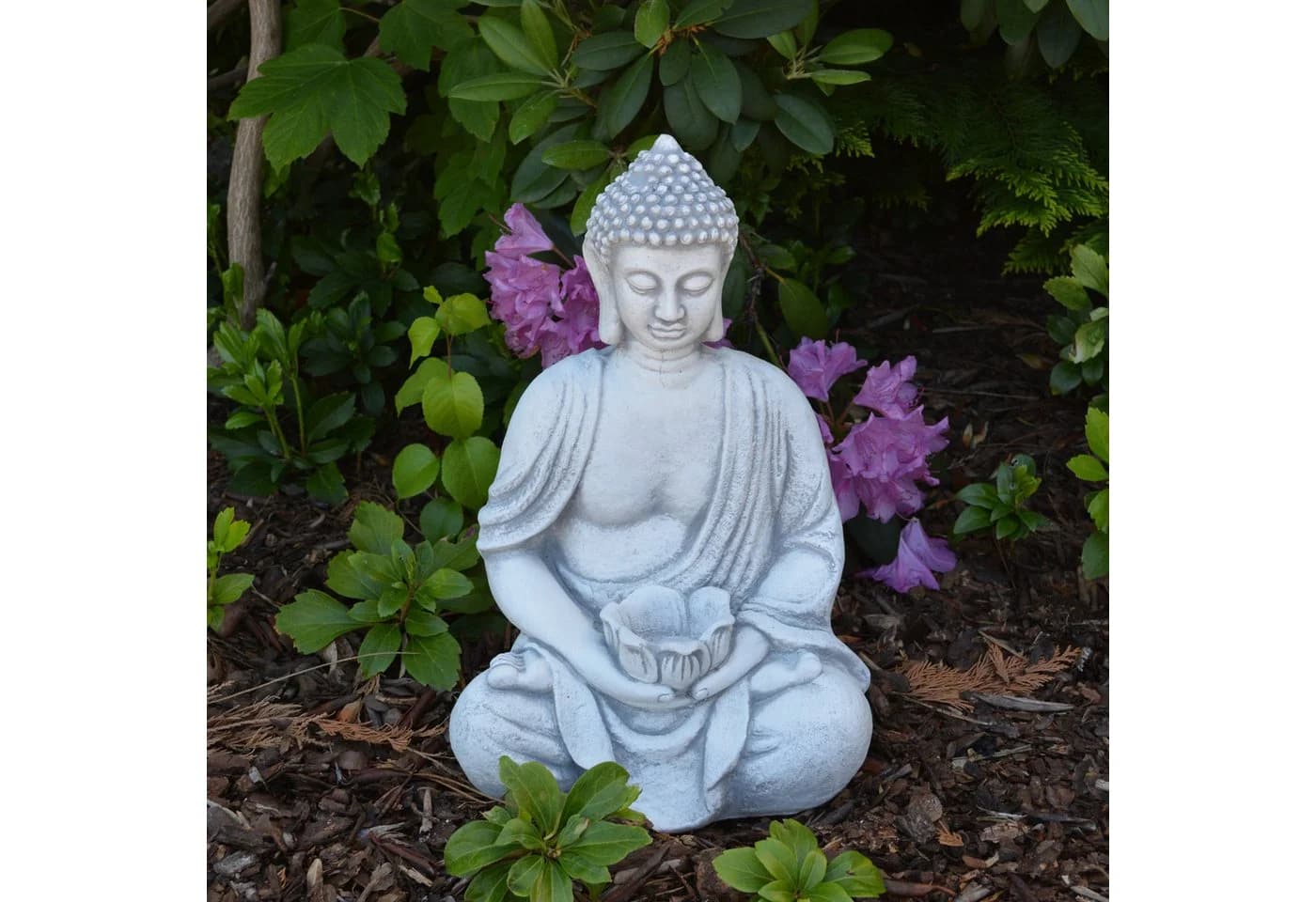 gartendekoparadies.de Buddha Steinfigur Grau Frostsicher - Bild 2