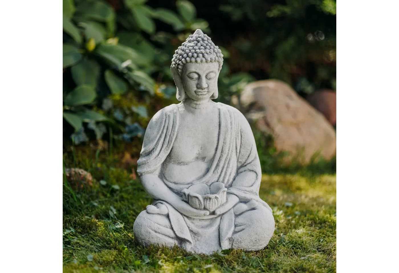 gartendekoparadies.de Buddha Steinfigur Grau Frostsicher - Bild 3