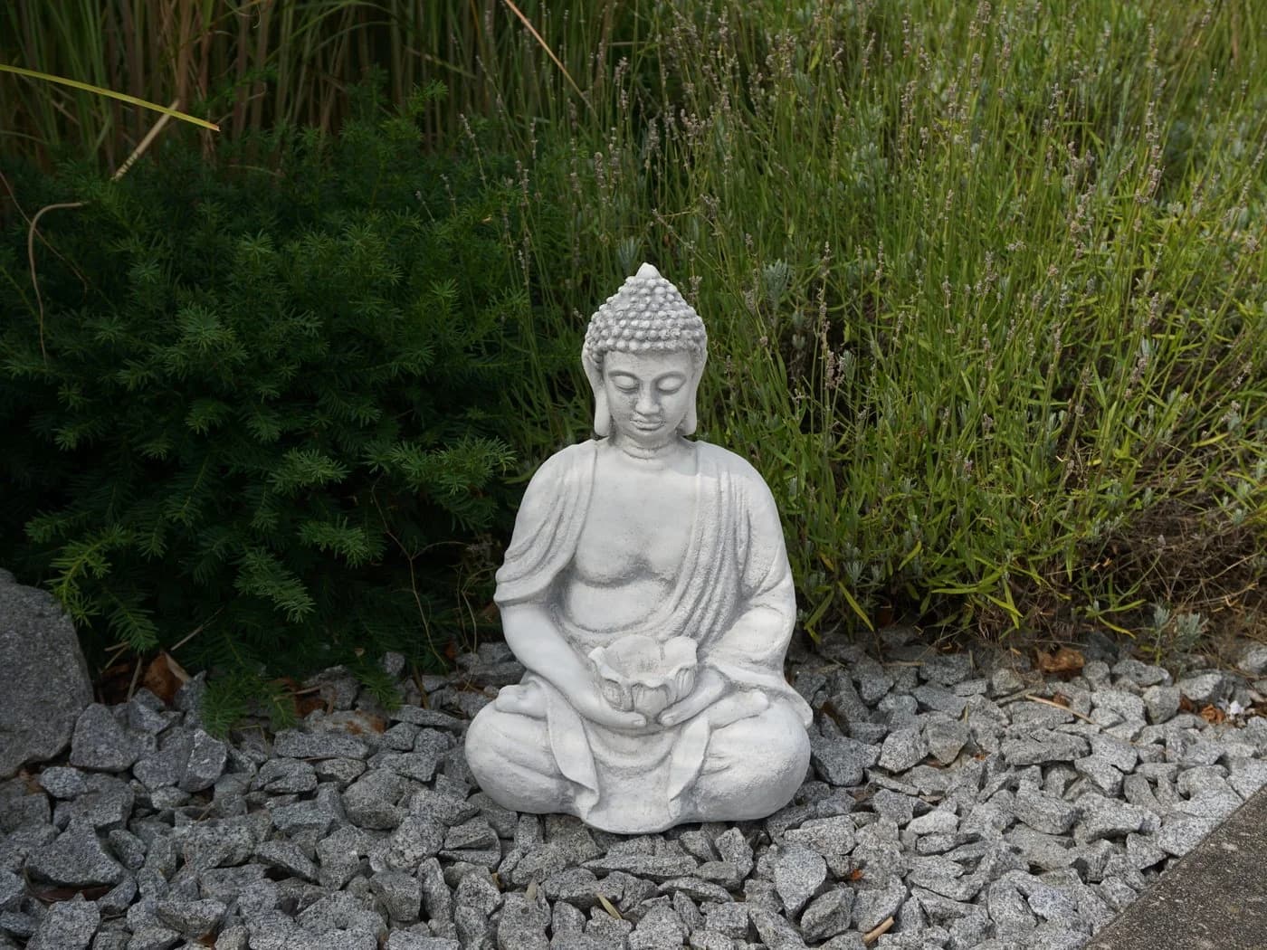 gartendekoparadies.de Buddha Steinfigur Grau Frostsicher - Bild 4