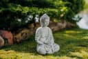 gartendekoparadies.de Buddha Steinfigur Grau Frostsicher Bild 5
