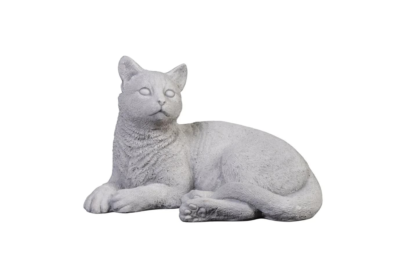 gartendekoparadies.de Gartenfigur Liegende Katze Grau Stein