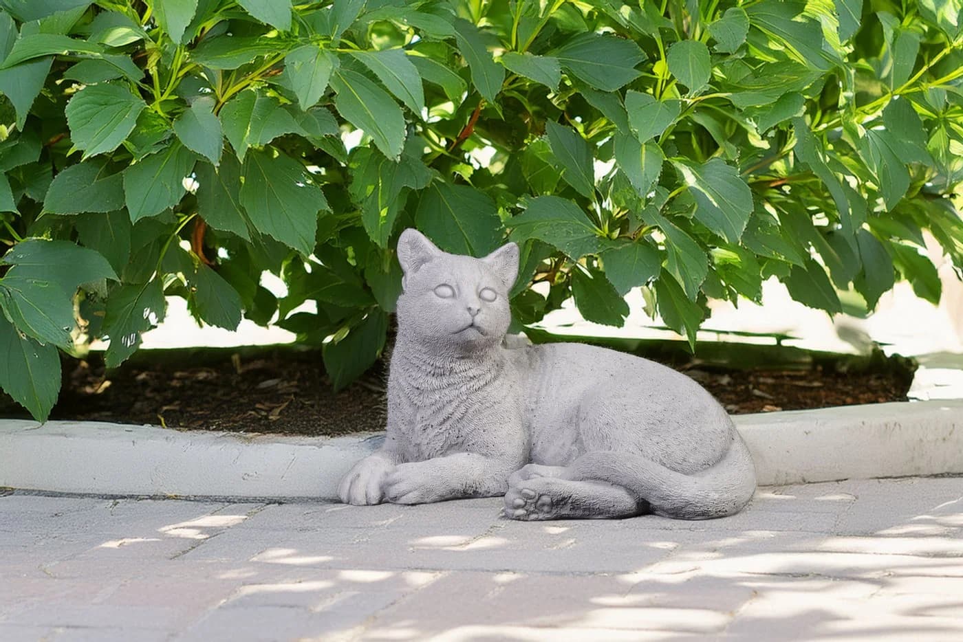 gartendekoparadies.de Gartenfigur Liegende Katze Grau Stein - Bild 3