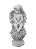 Gartenfigur Engel auf Kugel Grabengel Steinfigur 37 cm 6 kg Frostsicher Bild 1