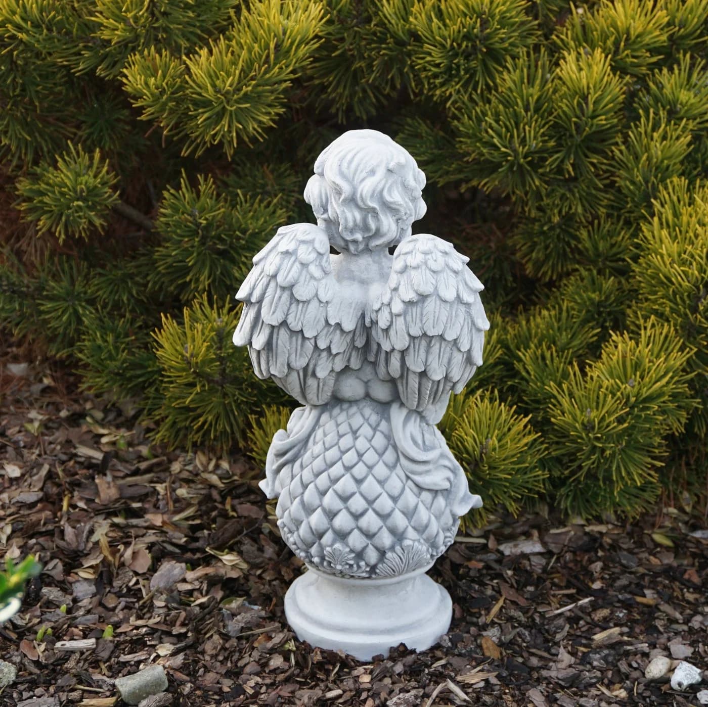 Gartenfigur Engel auf Kugel Grabengel Steinfigur 37 cm 6 kg Frostsicher - Bild 4