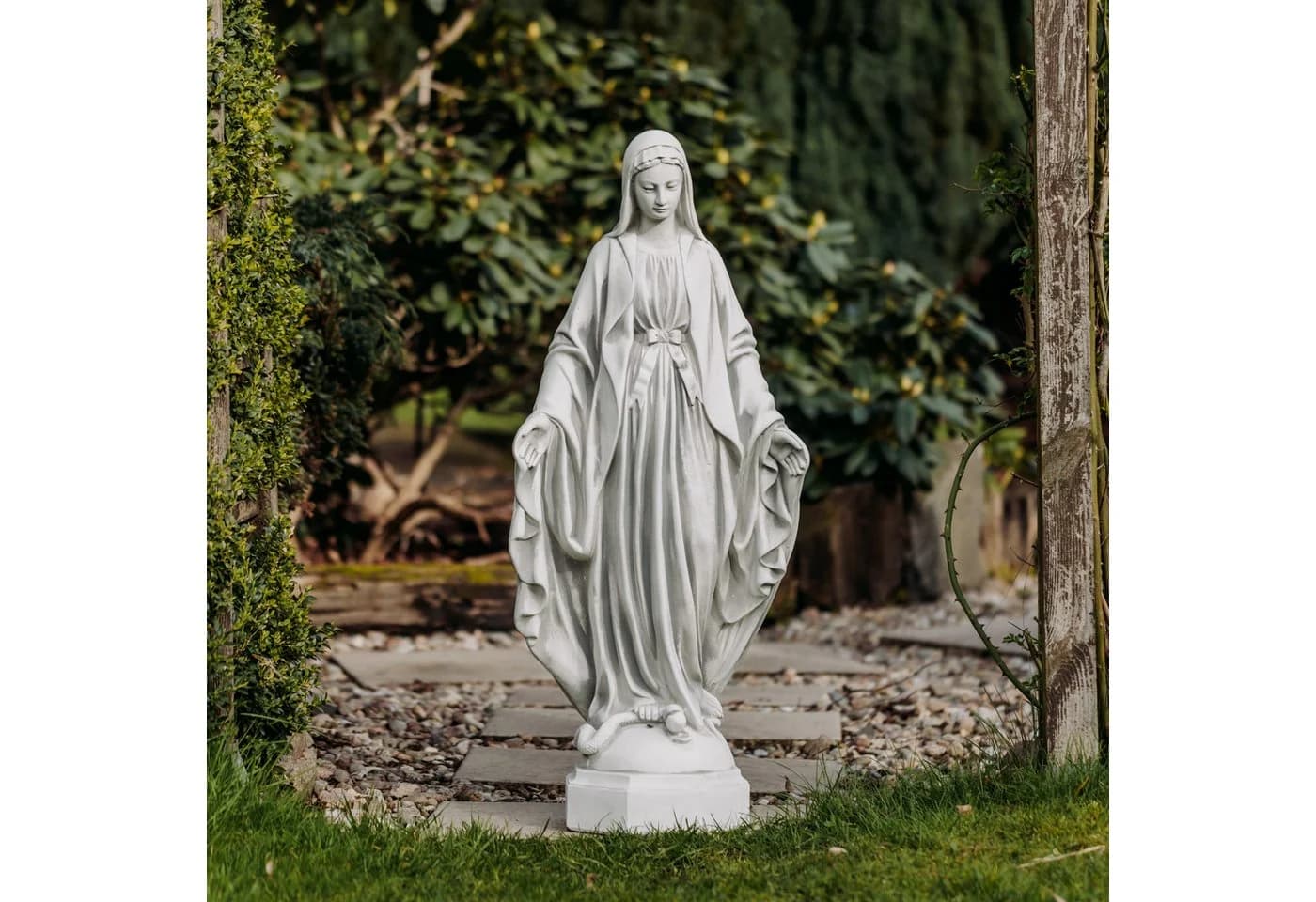 gartendekoparadies.de Gartenfigur Madonna Stein Grau Frostsicher - Bild 2