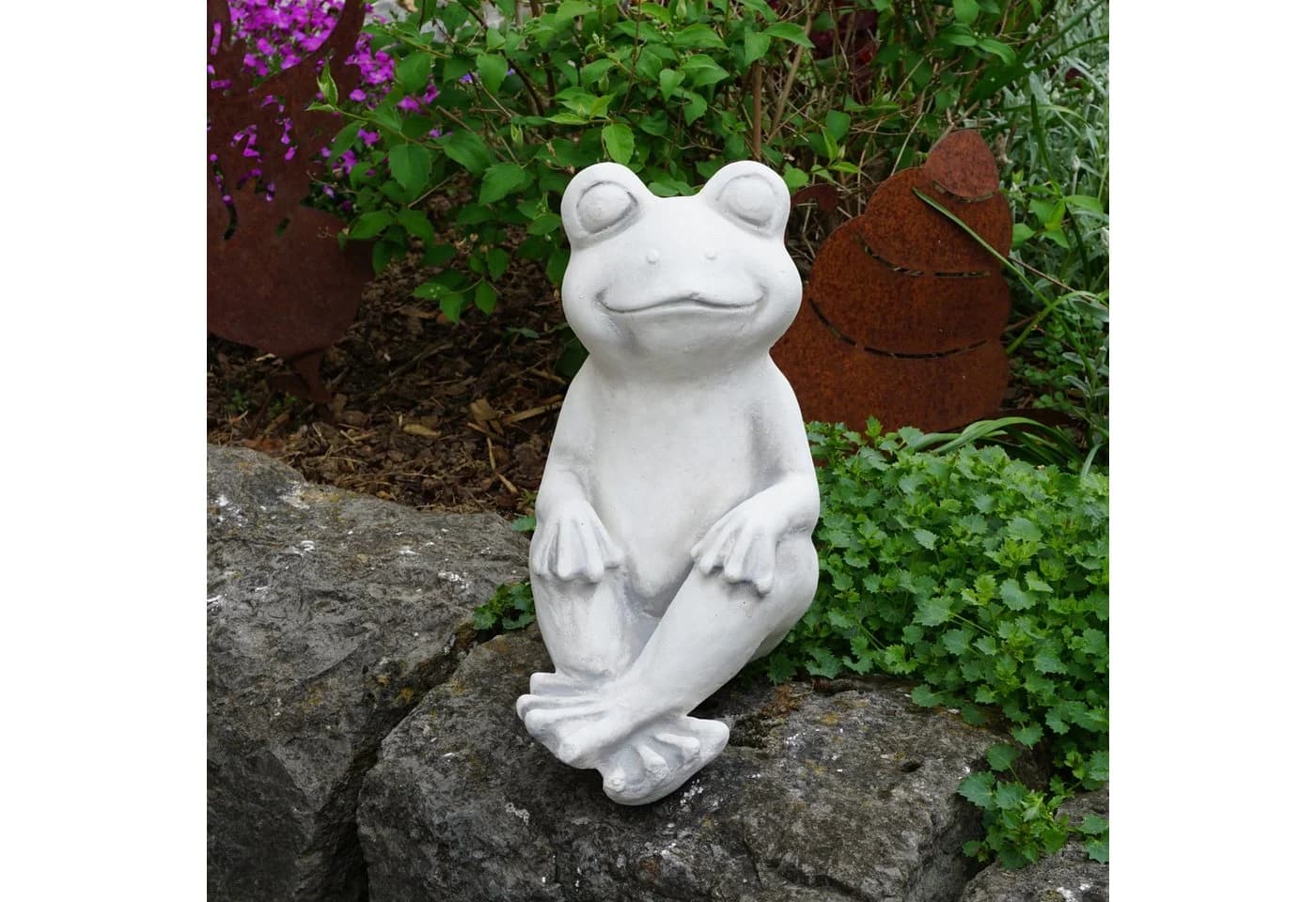 gartendekoparadies.de Gartenfigur Froggi Frosch Frostsicher Grau - Bild 2