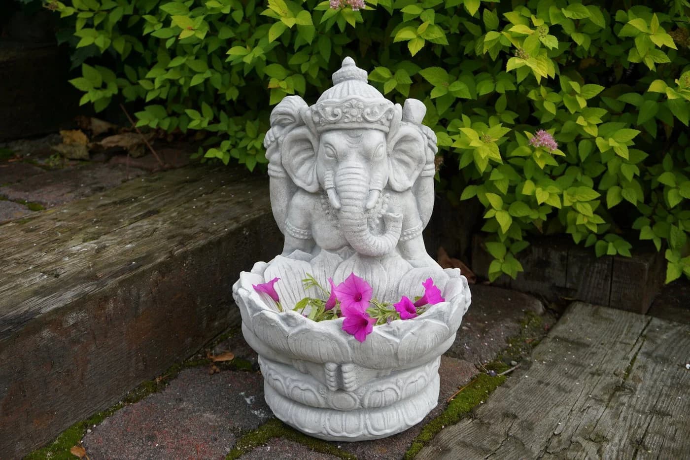 Gartendekoparadies.de Ganesha Steinfigur Grau Frostsicher