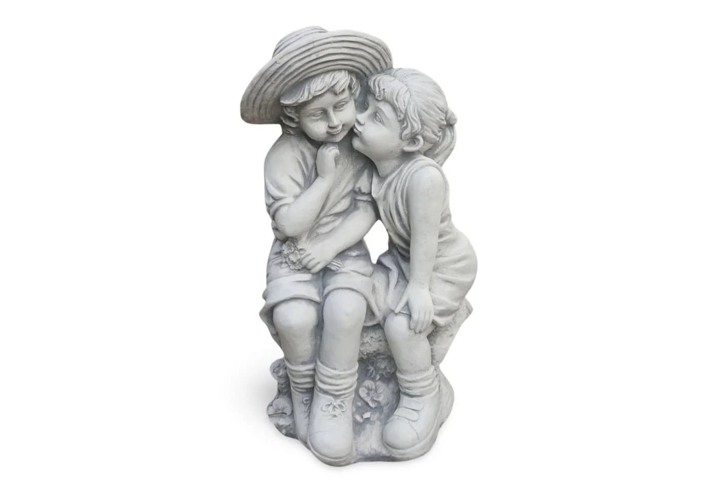 gartendekoparadies.de Gartenfigur Junge und Mädchen Figur Steinfigur 43 cm