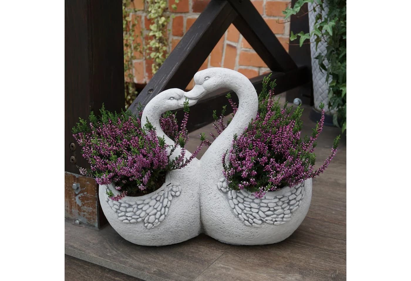 gartendekoparadies.de Pflanzschale Schwäne Blumenampel Beton - Bild 2